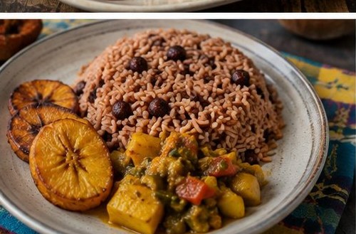 Guiso isleño con arroz con coco, preparado por Gastro Plus.