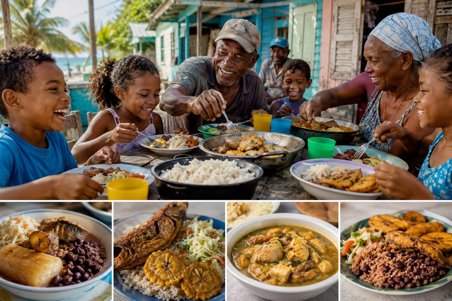 Familia isleña compartiendo la mesa en San Andrés.